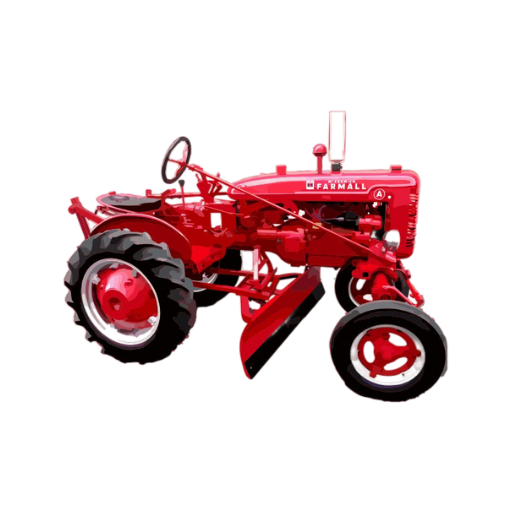 The tractor featured in the Rock Spreaders logo