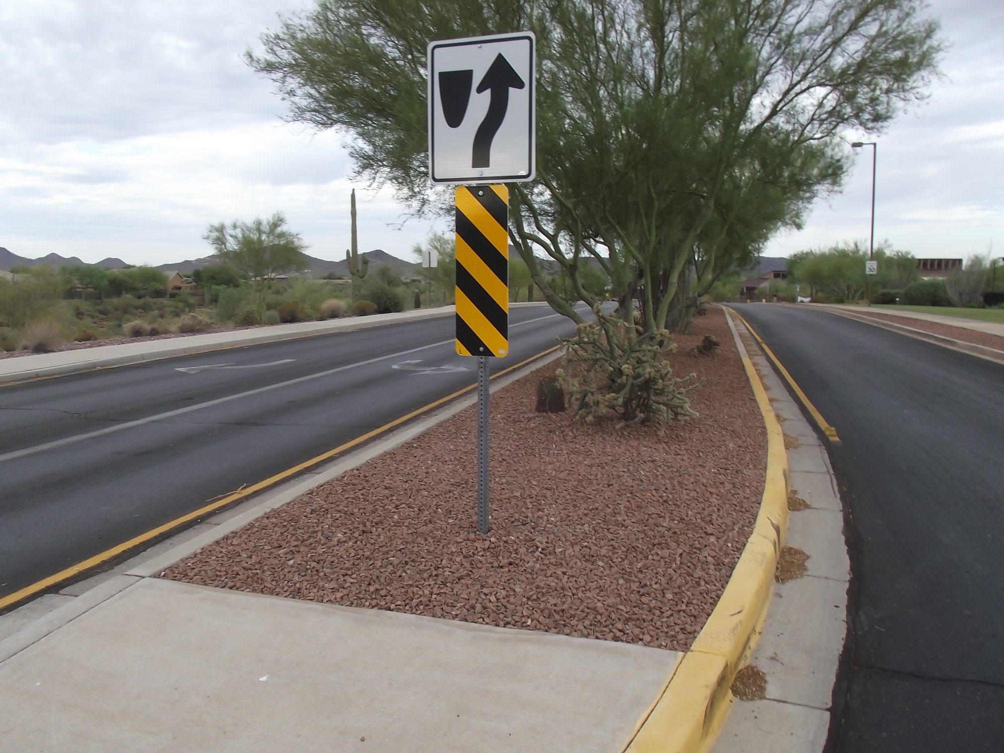 Fresh decomposed granite along a roadside in the Anthem HOA community, Arizona